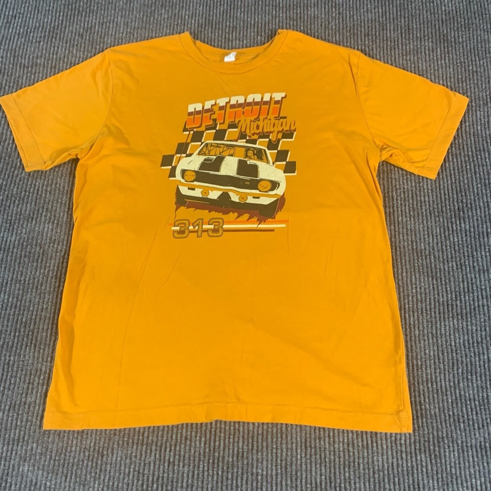 Alternative T Shirt Mens Large Orange Detroit 313 Muscle Cars Automobiles Casual